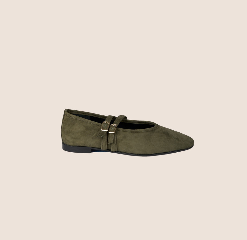 Cori 2 Buckle - Army Green Suede