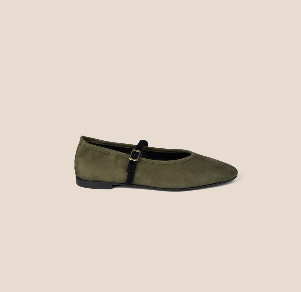 Cori - Army Green Suede
