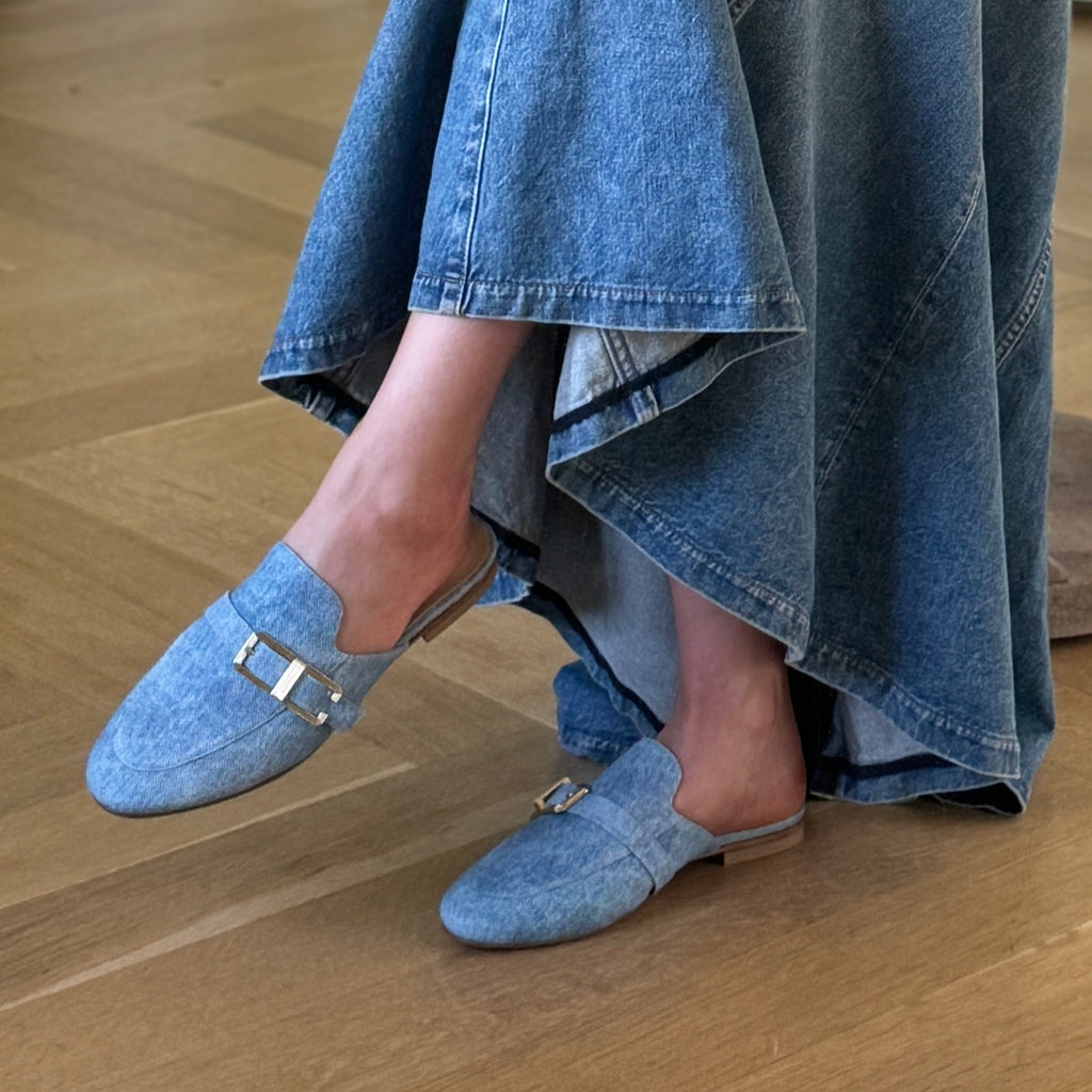 Alba Buckle - Denim Print