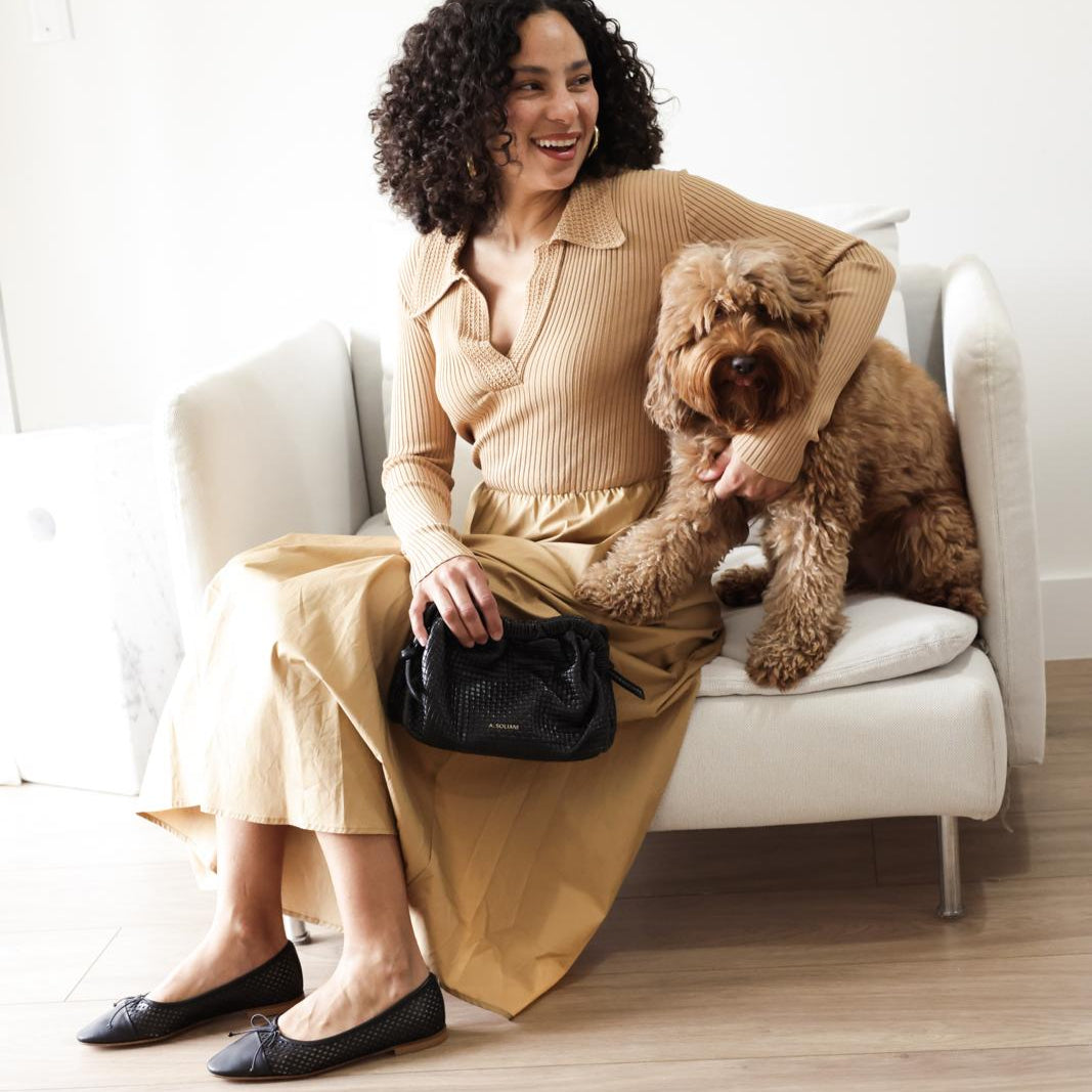 Como - Perforated Black Leather